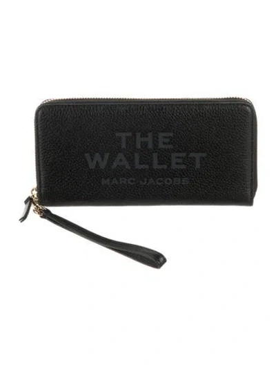Pre-owned Marc Jacobs Leather Graphic Print Continental Wallet In Black