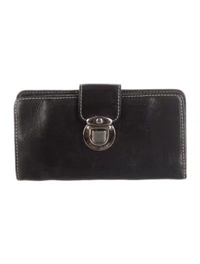 Pre-owned Marc Jacobs Leather Graphic Print Continental Wallet In Black