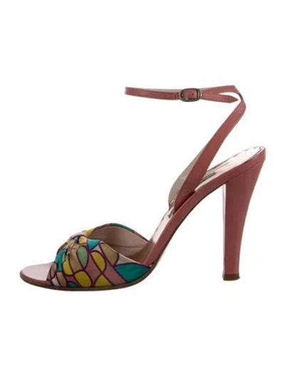 Pre-owned Marc Jacobs Leather Graphic Print Sandals In Neutrals