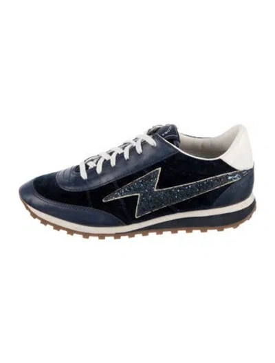 Pre-owned Marc Jacobs Leather Graphic Print Sneakers In Blue