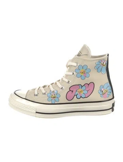Pre-owned Marc Jacobs Leather Graphic Print Sneakers W/ Tags In Neutrals