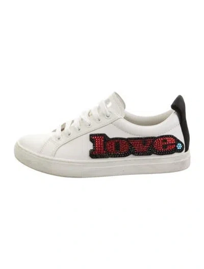 Pre-owned Marc Jacobs Leather Graphic Print Sneakers In White