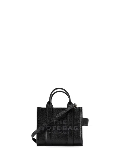 Marc Jacobs Leather Handbag With Front Logo In Black