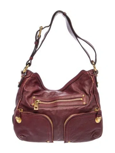 Pre-owned Marc Jacobs Leather Hobo In Burgundy