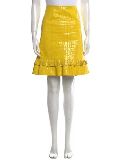 Pre-owned Marc Jacobs Leather Knee-length Skirt In Yellow