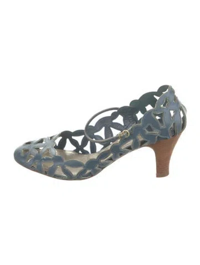 Pre-owned Marc Jacobs Leather Lace Pattern Pumps In Blue