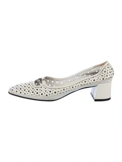 Pre-owned Marc Jacobs Leather Lace Pattern Pumps In White