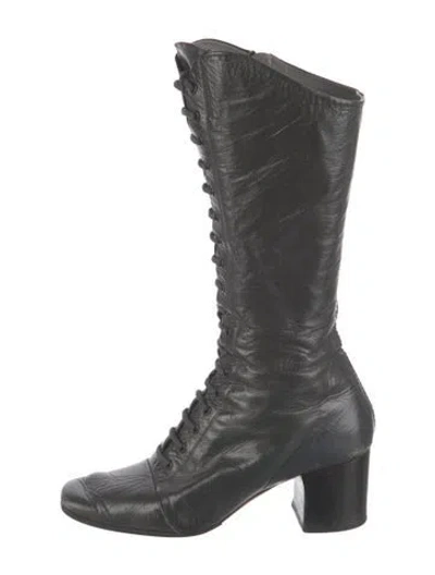 Pre-owned Marc Jacobs Leather Lace-up Boots In Black