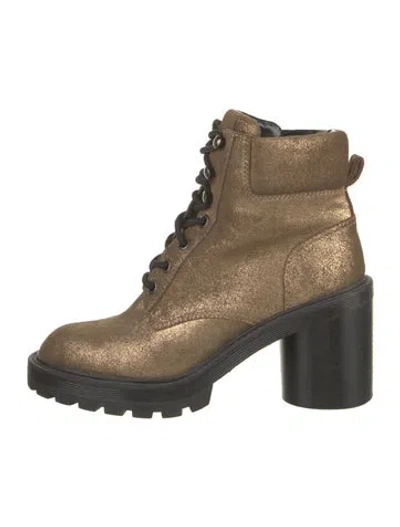 Pre-owned Marc Jacobs Leather Lace-up Boots In Gold/metallic