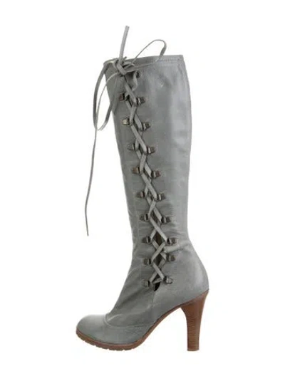 Pre-owned Marc Jacobs Leather Lace-up Boots In Grey