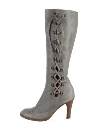 Pre-owned Marc Jacobs Leather Lace-up Boots In Grey