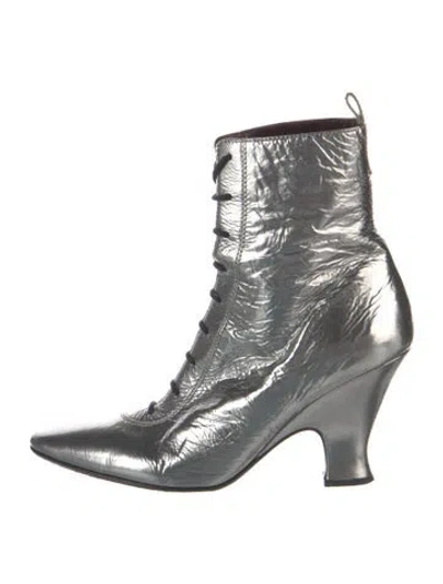 Pre-owned Marc Jacobs Leather Lace-up Boots In Silver