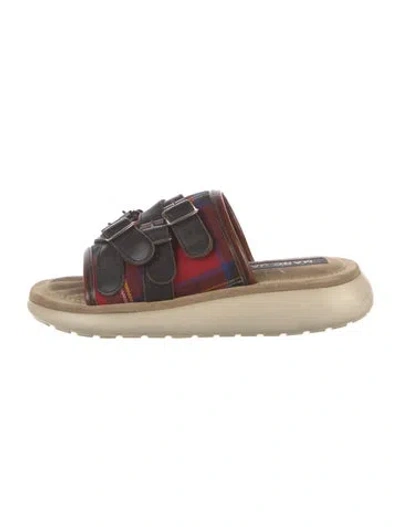 Pre-owned Marc Jacobs Leather Leather Trim Embellishment Slides In Red