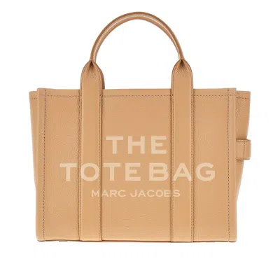 Marc Jacobs Leather Medium Tote Bag In Beige