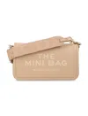 Marc Jacobs Leather Mini Handbag With Embossed Logo And Webbing Strap In Neutral