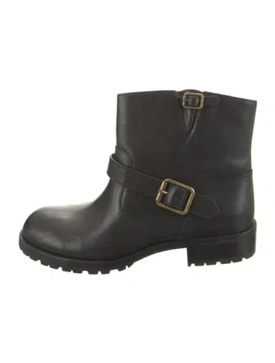 Pre-owned Marc Jacobs Leather Moto Boots In Black