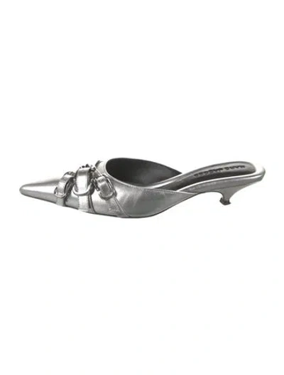 Pre-owned Marc Jacobs Leather Mules In Metallic/silver