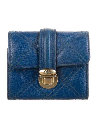 Pre-owned Marc Jacobs Leather Patterned Bifold Wallet In Blue