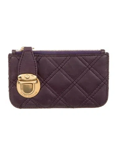 Pre-owned Marc Jacobs Leather Patterned Card Holder In Purple