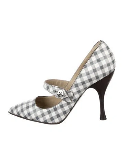 Pre-owned Marc Jacobs Leather Plaid Print Pumps In Blue