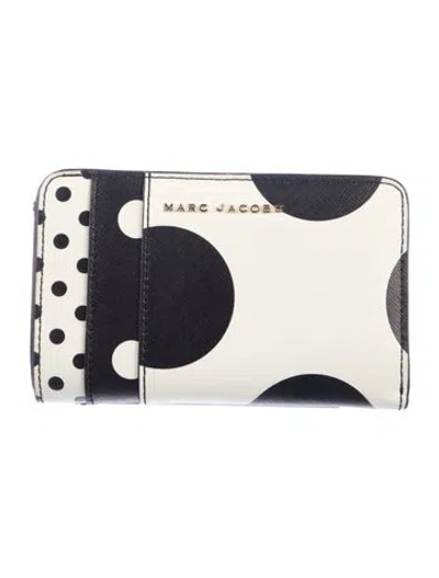 Pre-owned Marc Jacobs Leather Polka Dot Print Continental Wallet In White