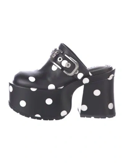 Pre-owned Marc Jacobs Leather Polka Dot Print Mules In Blue