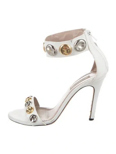 Pre-owned Marc Jacobs Leather Polka Dot Print Sandals In Silver