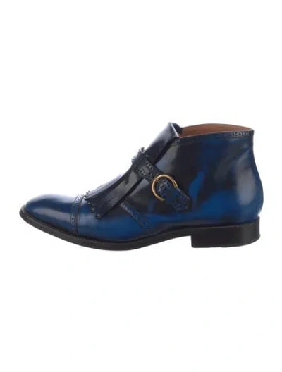 Pre-owned Marc Jacobs Leather Printed Boots In Blue