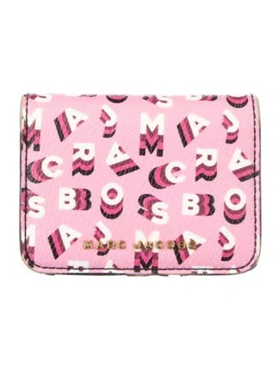 Pre-owned Marc Jacobs Leather Printed Card Holder In Pink