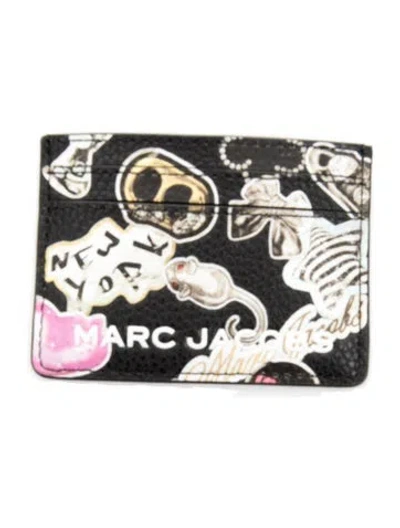 Pre-owned Marc Jacobs Leather Printed Card Holder W/ Tags In Black