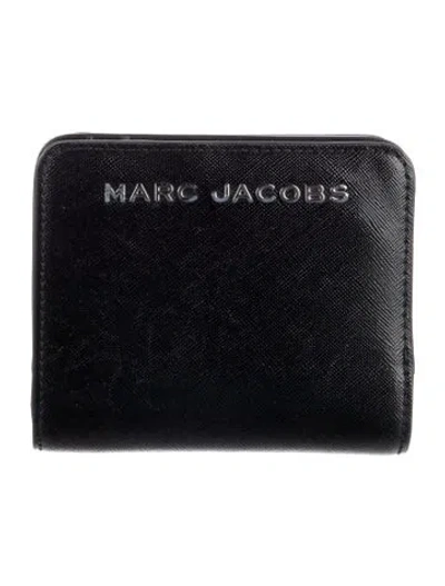 Pre-owned Marc Jacobs Leather Printed Compact Wallet In Black