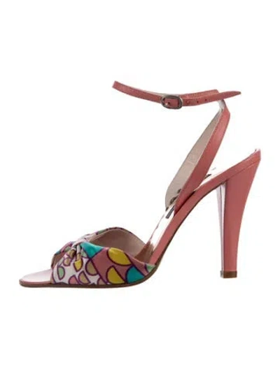 Pre-owned Marc Jacobs Leather Printed Sandals In Pink