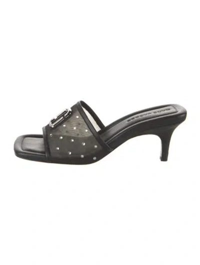 Pre-owned Marc Jacobs Leather Printed Slides In Black