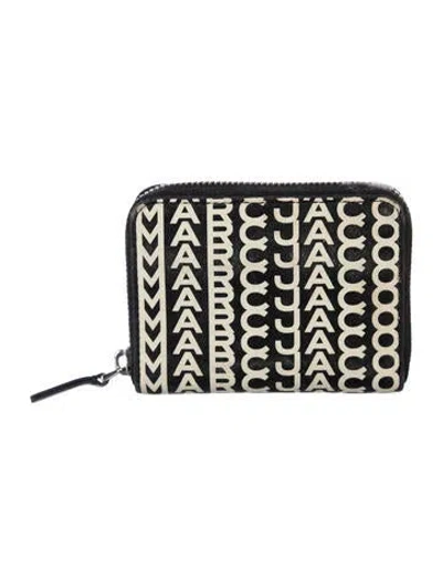 Pre-owned Marc Jacobs Leather Printed Wallet In Black