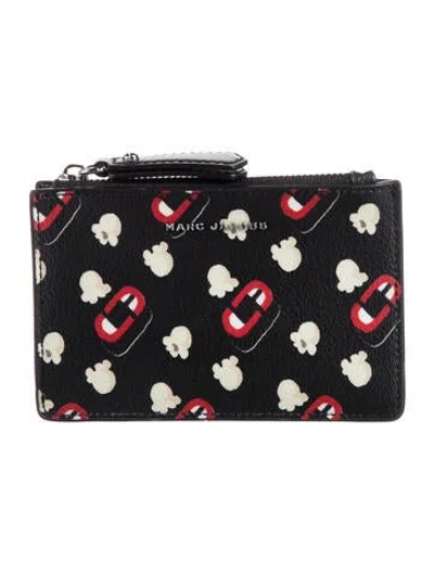 Pre-owned Marc Jacobs Leather Printed Wallet In Black