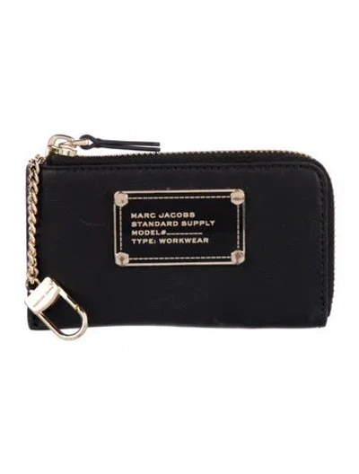 Pre-owned Marc Jacobs Leather Printed Wallet In Black