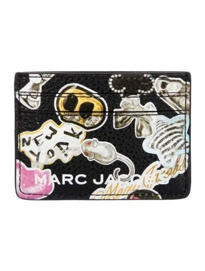 Pre-owned Marc Jacobs Leather Printed Wallet W/ Tags In Black