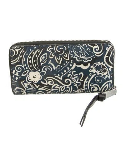 Pre-owned Marc Jacobs Leather Printed Wristlet In Blue