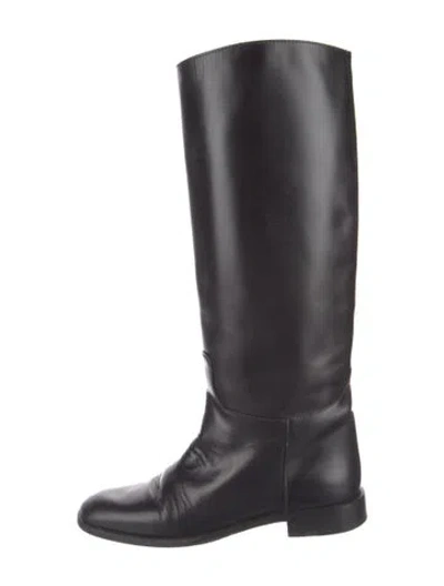 Pre-owned Marc Jacobs Leather Riding Boots In Black