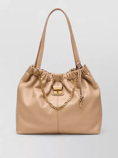 Marc Jacobs Leather Shoulder Bag Chain Handles Charm In Brown