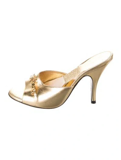 Pre-owned Marc Jacobs Leather Slides In Gold/metallic