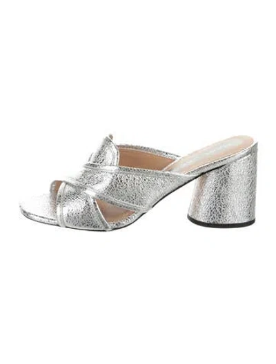 Pre-owned Marc Jacobs Leather Slides In Silver