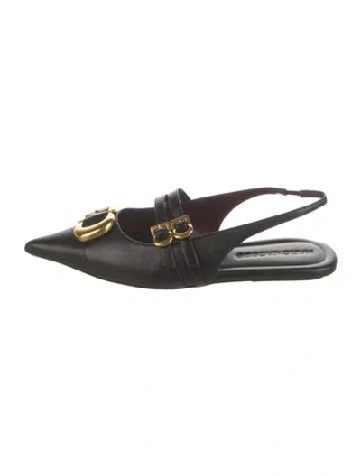 Pre-owned Marc Jacobs Leather Slingback Flats In Black