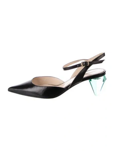 Pre-owned Marc Jacobs Leather Slingback Pumps In Black