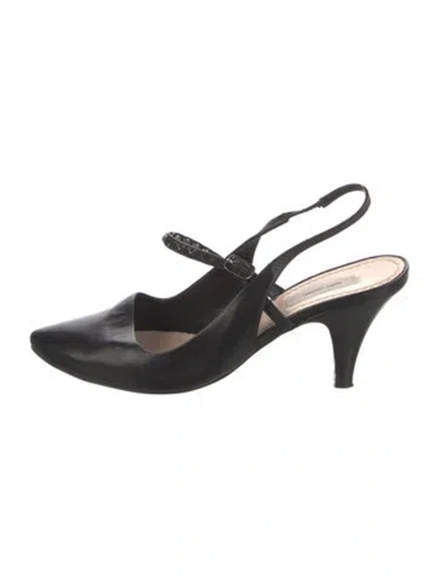 Pre-owned Marc Jacobs Leather Slingback Pumps In Black