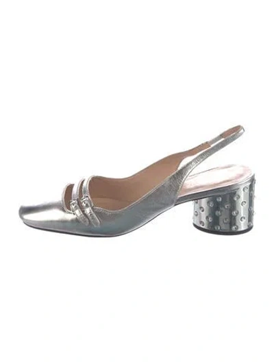 Pre-owned Marc Jacobs Leather Slingback Pumps In Silver