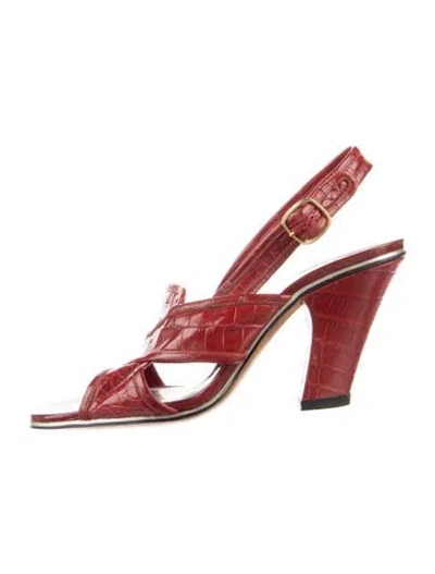 Pre-owned Marc Jacobs Leather Slingback Sandals In Red