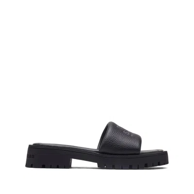 Marc Jacobs Leather Slippers In Black