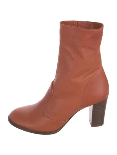 Pre-owned Marc Jacobs Leather Sock Boots In Brown