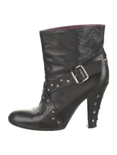 Pre-owned Marc Jacobs Leather Studded Accents Boots In Black